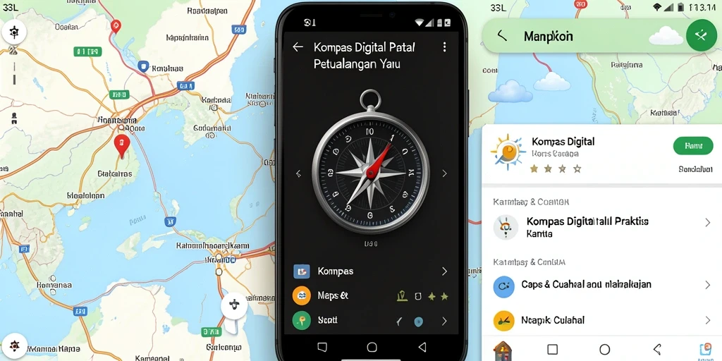 Antarmuka aplikasi Kompas Digital 33L yang sederhana dan informatif.