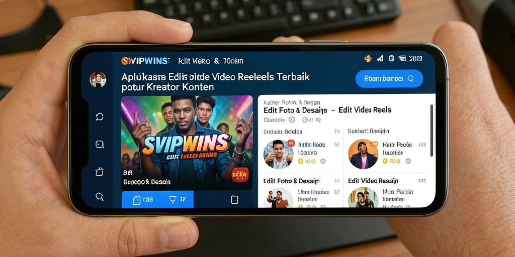 Antarmuka SVIPWINS yang sederhana untuk edit video reels.