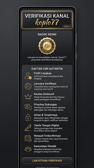 Tampilan kanal resmi koplo77